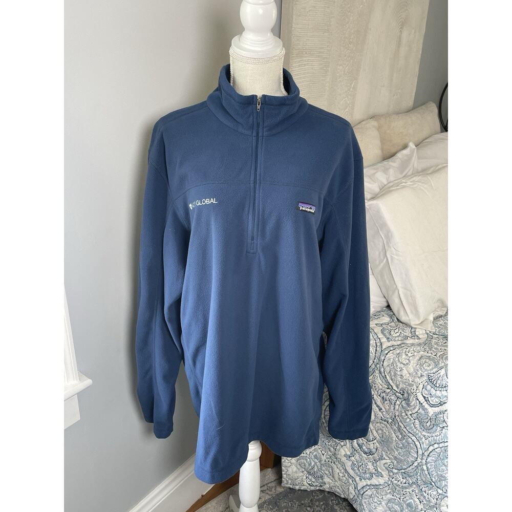 Patagonia Fleece Pullover XXL Blue Quarter Zip Sweater Mens Logo Outdoor
